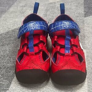 Spider-Themed Red and Blue Kids Shoes
